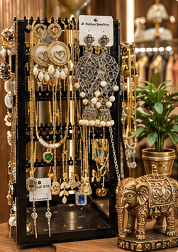 Rivalaya display of handcrafted jewellery and decorative artisan pieces